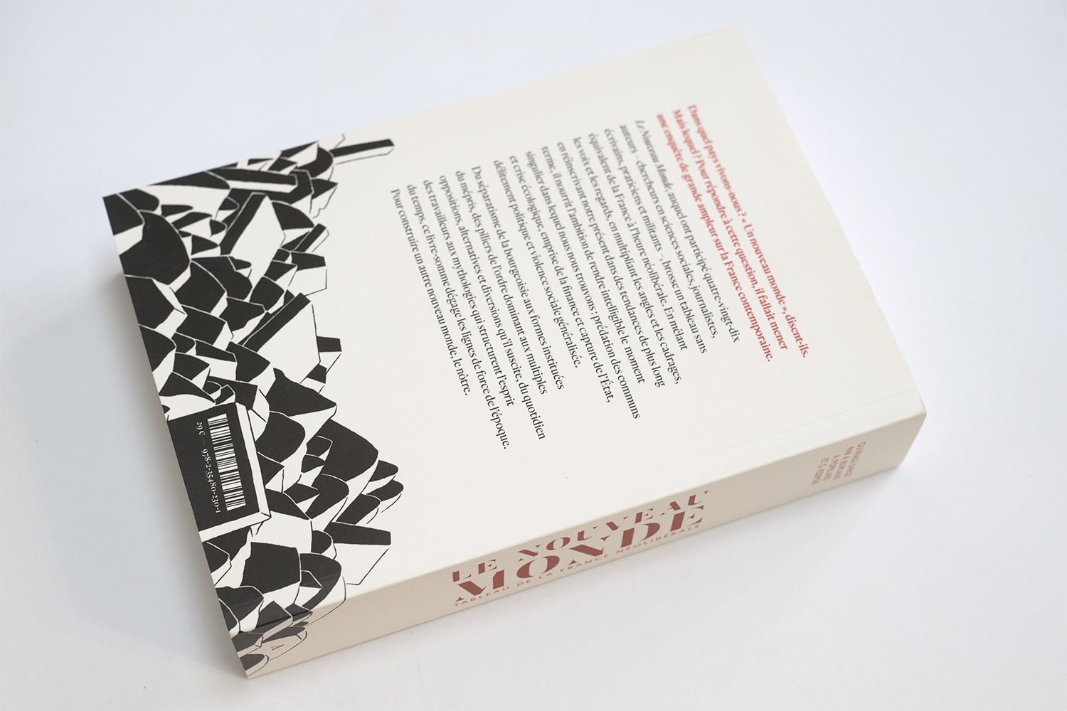Conception graphique et illustration de la quatrième de couverture du livre Le nouveau monde des éditions Amsterdam