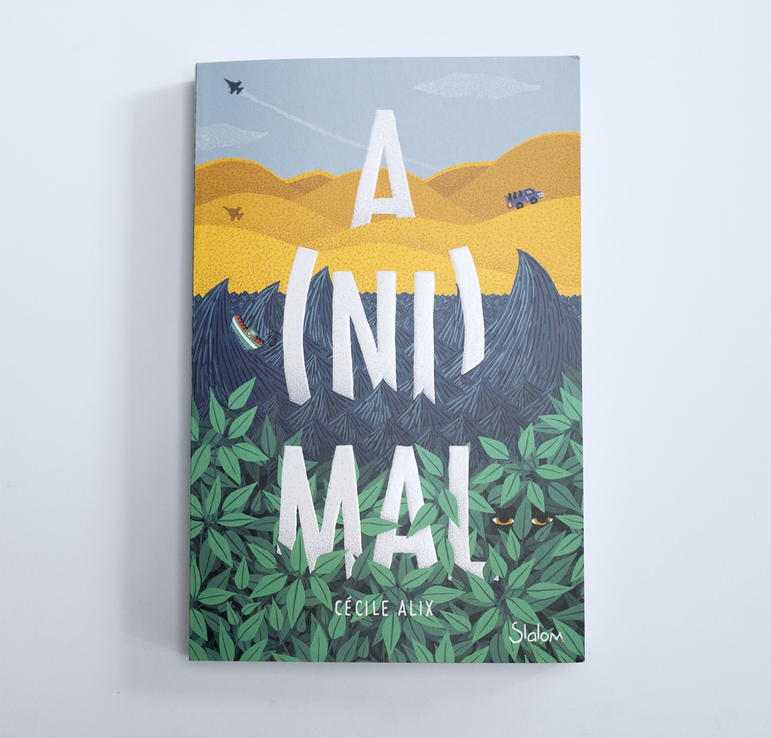 Couverture, illustration et conception graphique par Juliette Maroni pour la couverture du roman ado A(ni)mal écrit par Cécile Alix aux éditions Slalom.